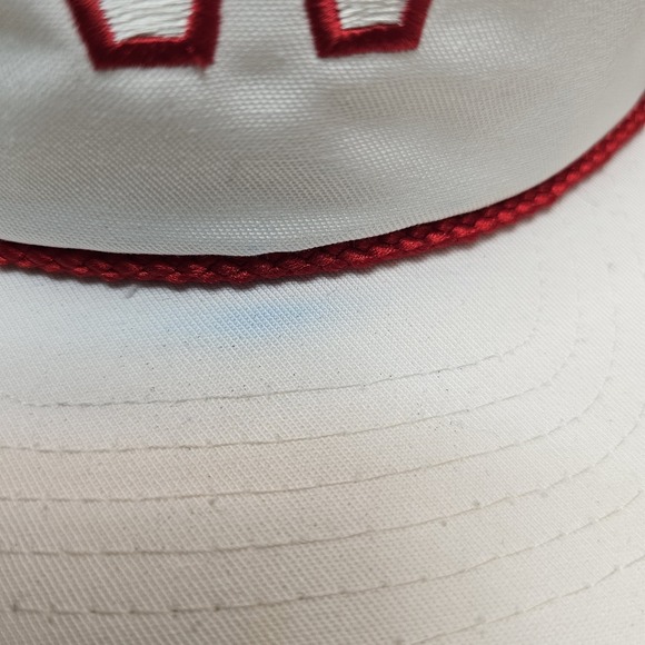 Vintage Trucker Rope Hat Western Trucking Snapback 80s 90s White Red Flat Brim - Picture 4 of 8